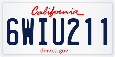 CA license plate 6WIU211