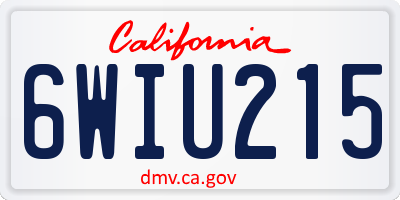 CA license plate 6WIU215