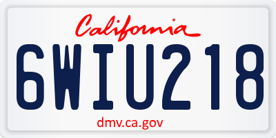 CA license plate 6WIU218