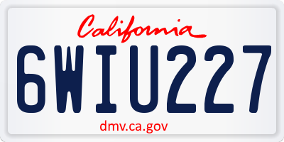 CA license plate 6WIU227