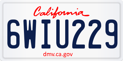 CA license plate 6WIU229
