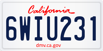 CA license plate 6WIU231
