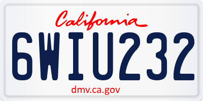 CA license plate 6WIU232