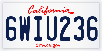 CA license plate 6WIU236