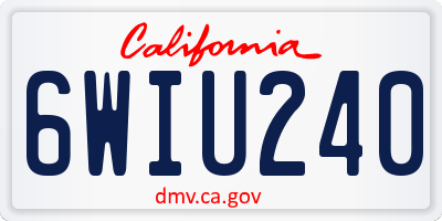 CA license plate 6WIU240