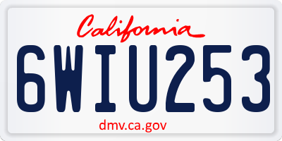 CA license plate 6WIU253