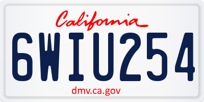 CA license plate 6WIU254