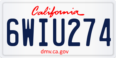 CA license plate 6WIU274