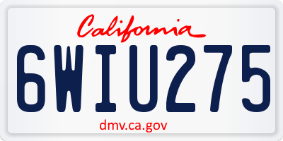 CA license plate 6WIU275