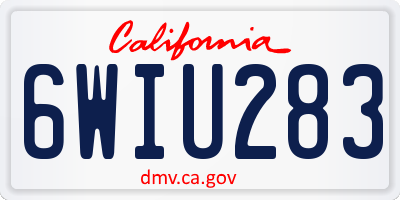 CA license plate 6WIU283