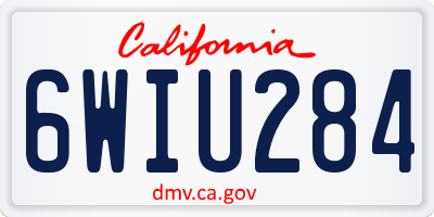 CA license plate 6WIU284