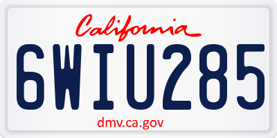 CA license plate 6WIU285