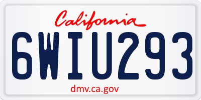 CA license plate 6WIU293