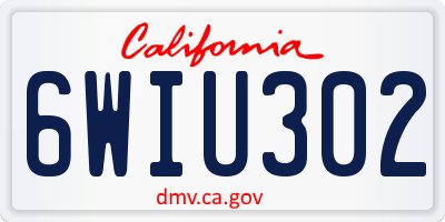 CA license plate 6WIU302