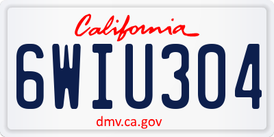 CA license plate 6WIU304