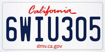 CA license plate 6WIU305