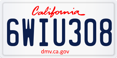 CA license plate 6WIU308