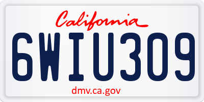 CA license plate 6WIU309