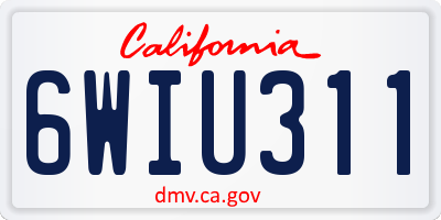 CA license plate 6WIU311