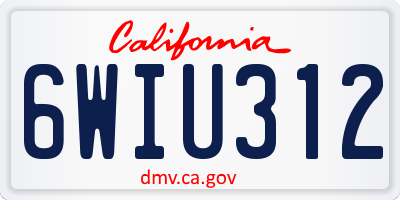 CA license plate 6WIU312