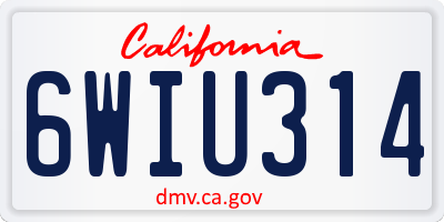 CA license plate 6WIU314