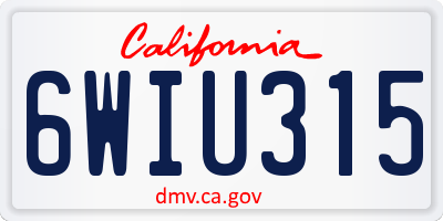 CA license plate 6WIU315