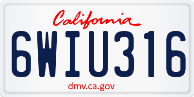 CA license plate 6WIU316