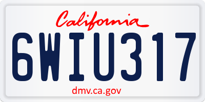 CA license plate 6WIU317