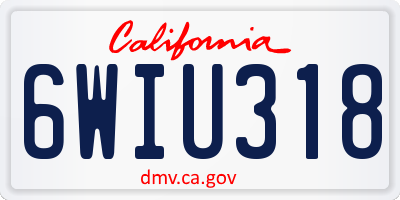 CA license plate 6WIU318