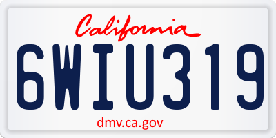 CA license plate 6WIU319