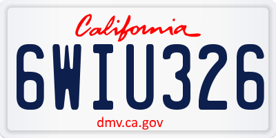 CA license plate 6WIU326