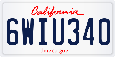 CA license plate 6WIU340