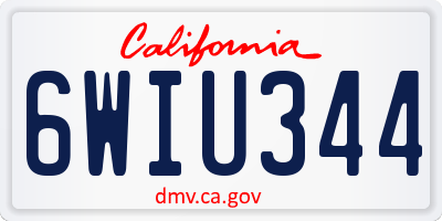 CA license plate 6WIU344