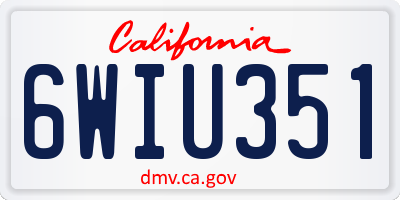 CA license plate 6WIU351
