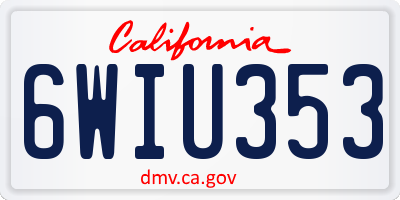 CA license plate 6WIU353