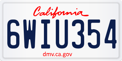 CA license plate 6WIU354