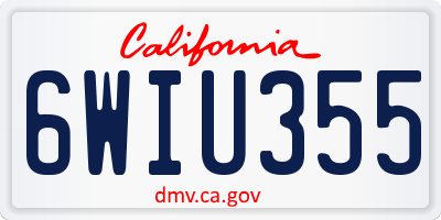 CA license plate 6WIU355