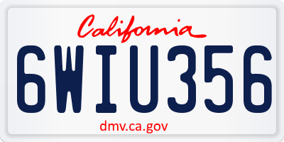 CA license plate 6WIU356