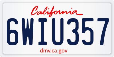 CA license plate 6WIU357
