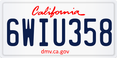 CA license plate 6WIU358