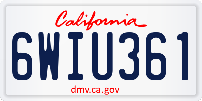 CA license plate 6WIU361