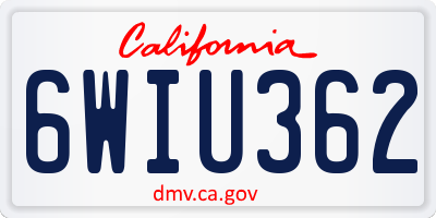 CA license plate 6WIU362