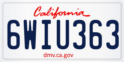 CA license plate 6WIU363