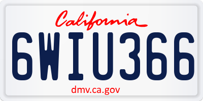 CA license plate 6WIU366