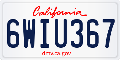 CA license plate 6WIU367