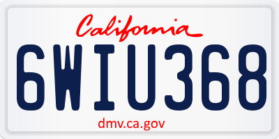 CA license plate 6WIU368