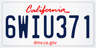 CA license plate 6WIU371