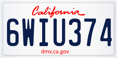 CA license plate 6WIU374