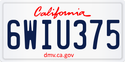 CA license plate 6WIU375