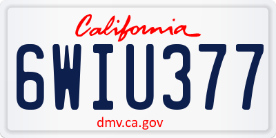 CA license plate 6WIU377
